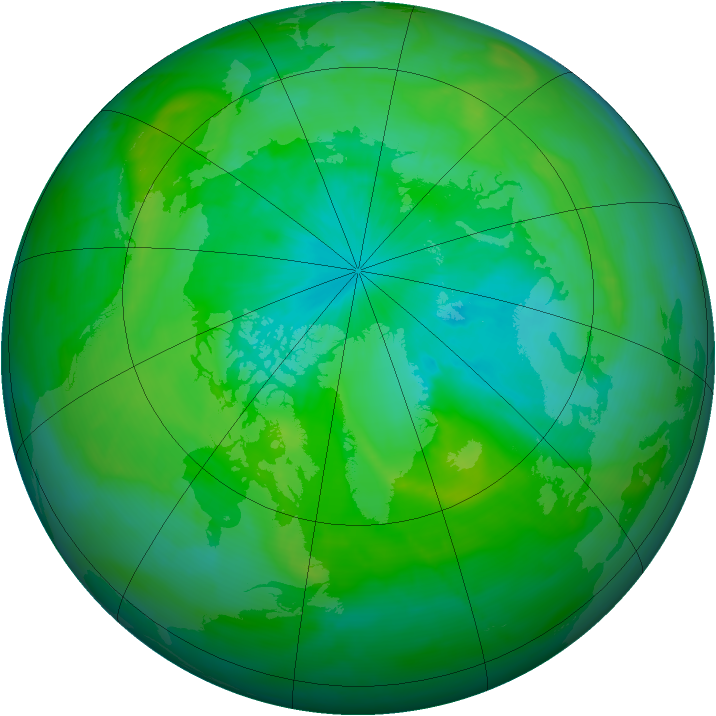 Arctic ozone map for 16 August 2015